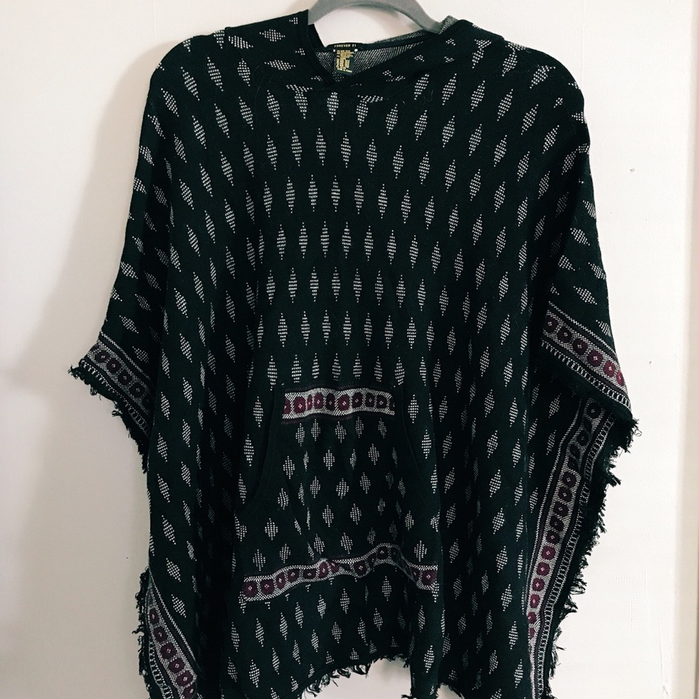 Forever 21 hooded poncho sweater